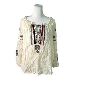 American Eagle Embroidered Peasant Top Size M
